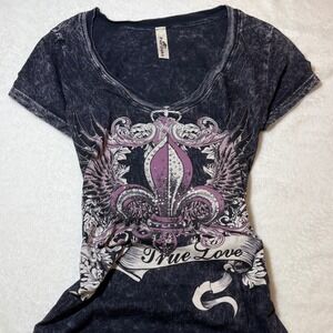 Black acid-wash graphic tee dress style shirt casual streetwear flattering fit